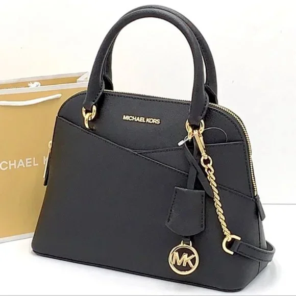 Michael Kors Jet Set Travel Medium Saffiano Leather Dome Satchel Black - Picture 3 of 16